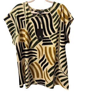 Jules & Leopold Blouse Sz 3X Womens Tropical Leaf Print Top Lightweight Textured